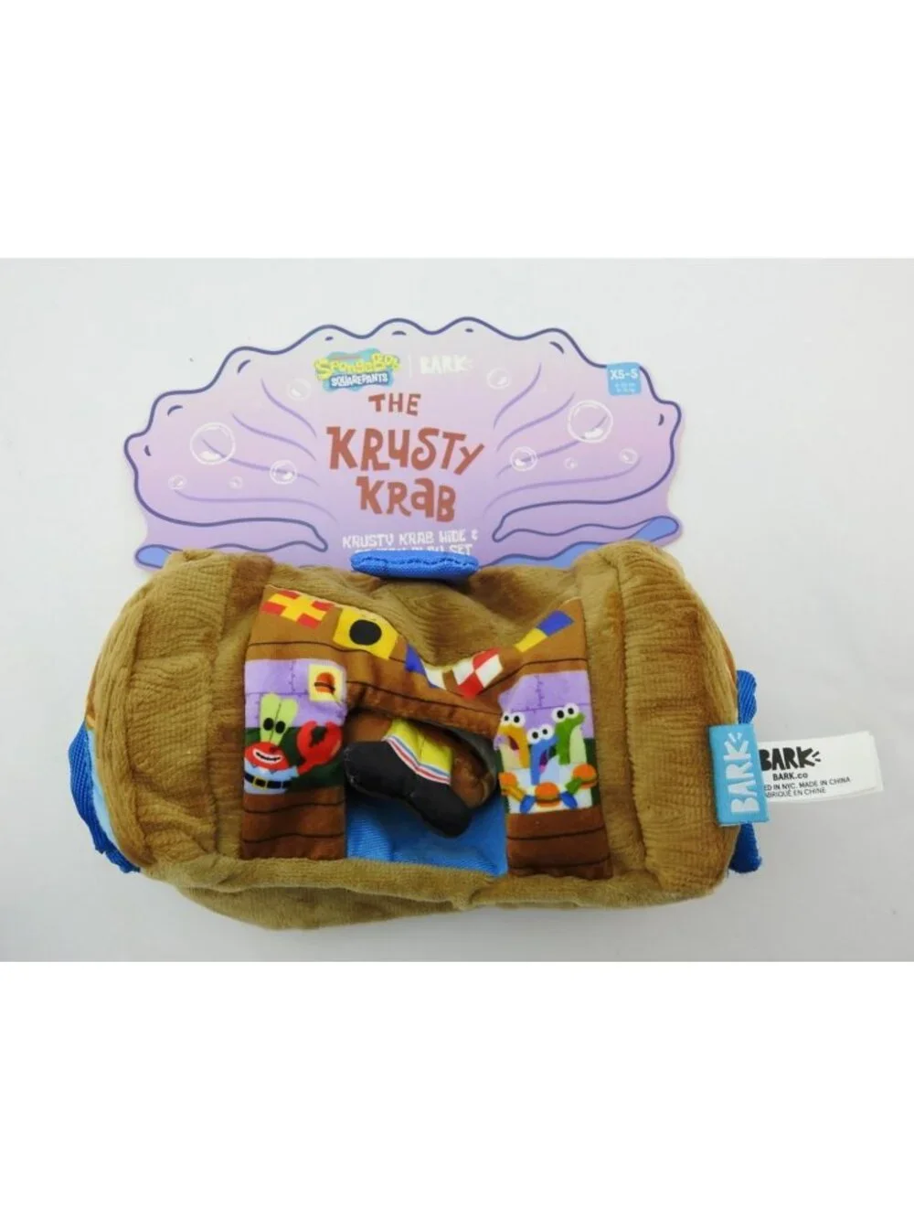 New BARK SpongeBob SquarePants Krusty Krab Hide Seek Dog Toy XS S 4 Piece